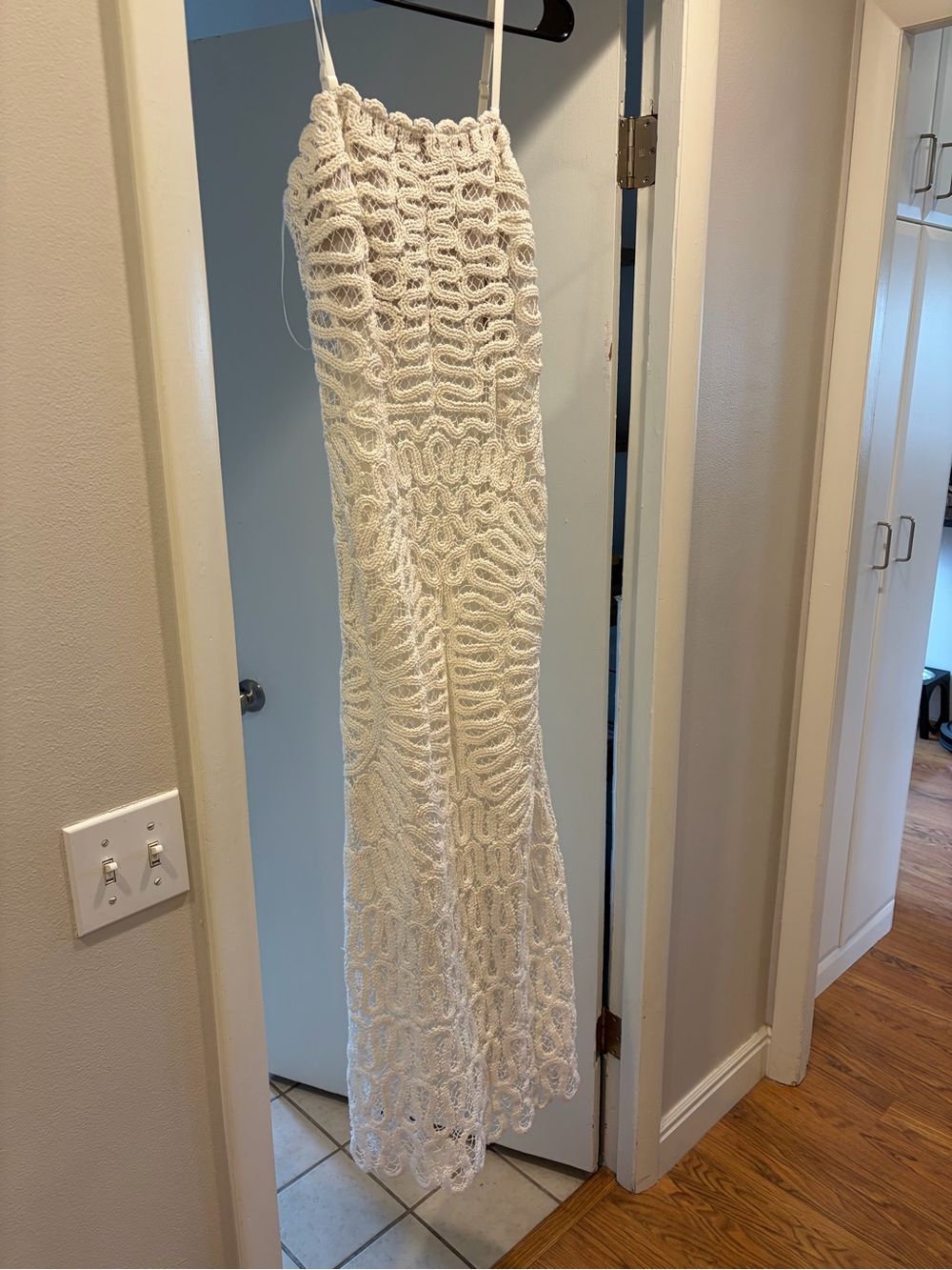 Jonathan Simkhai Cream Crochet Midi Dress with Nude Lining
